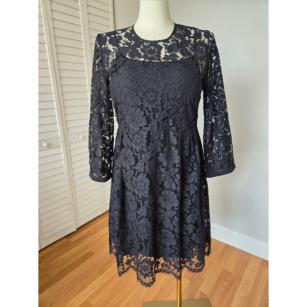 Anthro Mare Mare Persephone Black Lace Dress L Romantic Gothic Dark Feminine
